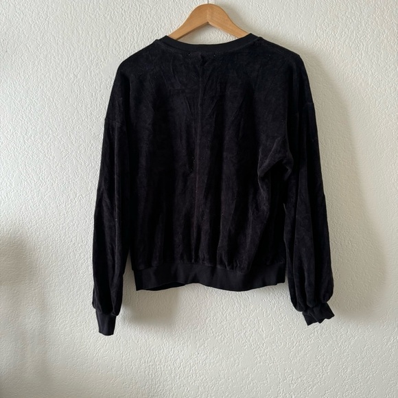 Young Fabulous & Broke Caroline Black Velour Pullover Sweatshirt Size small - Picture 7 of 7